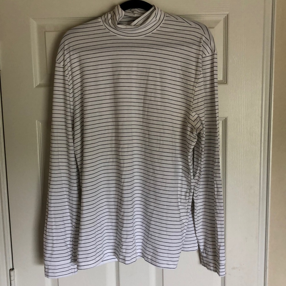 TOPMAN white black stripe turtleneck XL